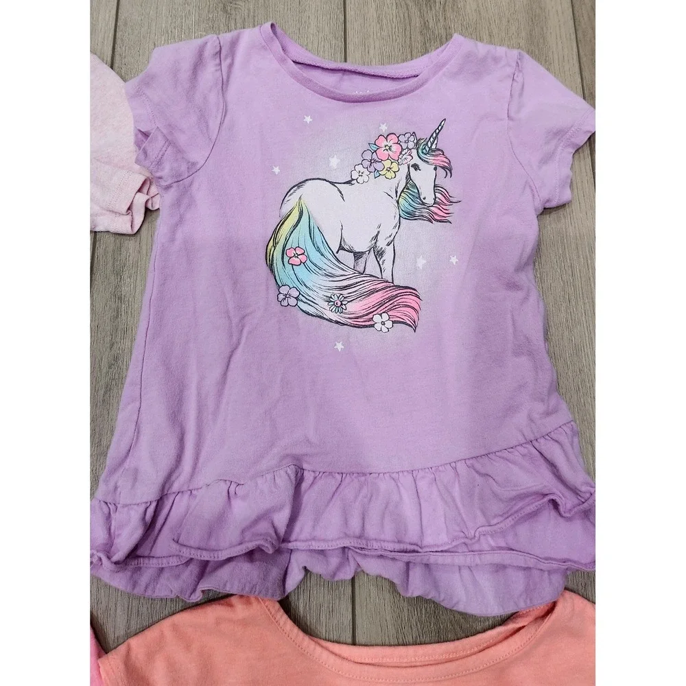 Girls 4T Short Sleeve Shirt Bundle 8pc Gap Carters Unicorn Birthday Pink‎ Purple